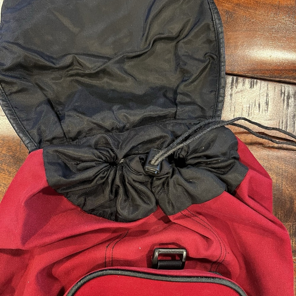 Vintage Nike Bag Swoosh Logo Canvas Cinch Backpack 90s Bookbag Red Y2K - Picture 7 of 8